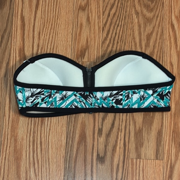 PINK Black and Teal Strapless Bikini Top, XS - Picture 3 of 8